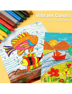 Crayones Jumbo Lavables KERIFI Set 24 Colores No Tóxicos 2