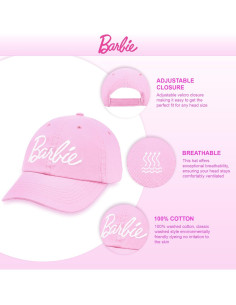 Gorra de Algodón Suave para Mujeres Barbie Rosa Curvada 2
