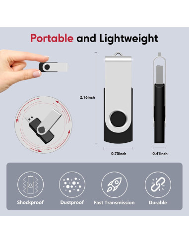 AreTop 100 Unidades Flash USB 512MB 2.0 Negro