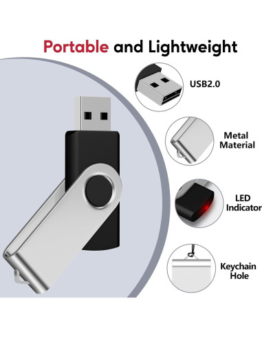 AreTop 100 Unidades Flash USB 512MB 2.0 Negro