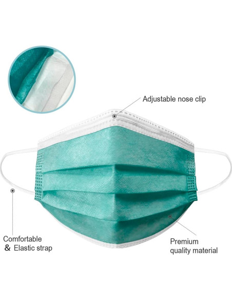 Mascarilla desechable 4 capas SafetyMask 50 piezas Verde