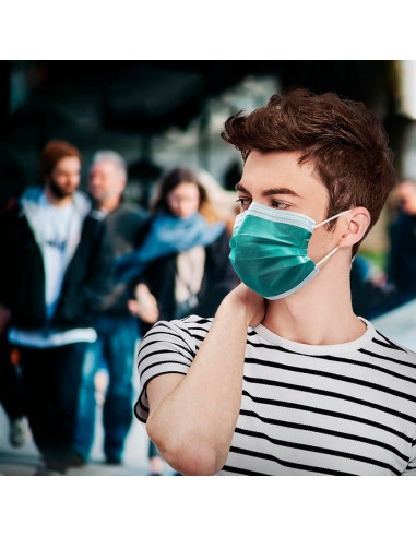 Mascarilla desechable 4 capas SafetyMask 50 piezas Verde