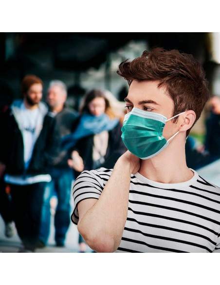 Mascarilla desechable 4 capas SafetyMask 50 piezas Verde