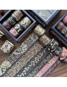 Conjunto de Cinta Washi Vintage YUBX 6 Rollos Decorativa 15-30 mm 2