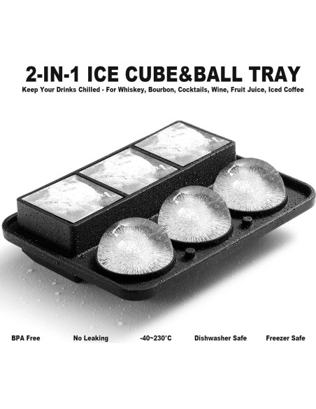 Molde de Hielo 2-en-1 Nax Caki Silicona Grande Negro