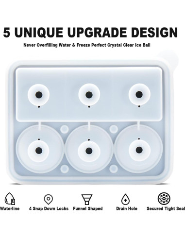 Molde de Hielo 2-en-1 Nax Caki Silicona Grande Negro