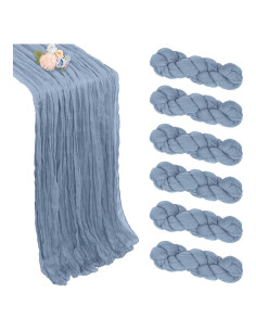 Paquete de 6 Caminos de Mesa Azul Polvoriento 89x305 cm Gasa