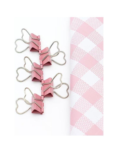 Clips Metálicos en Forma de Corazón SEEK RARE - 60 Piezas Rosa