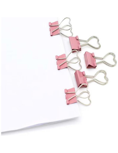 Clips Metálicos en Forma de Corazón SEEK RARE - 60 Piezas Rosa