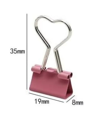 Clips Metálicos en Forma de Corazón SEEK RARE - 60 Piezas Rosa