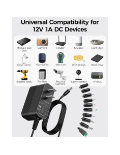 Adaptador de Corriente 12V XHUCHINMAL 1A con 10 Conectores 2