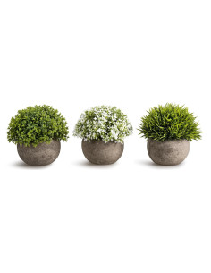 Set de 3 Plantas Artificiales OPPS en Maceta Gris 11.9 cm