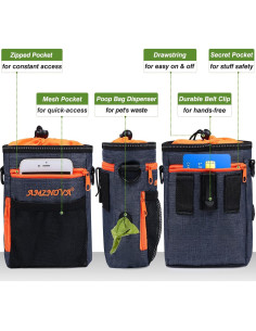 Bolsa de golosinas para perros AMZNOVA, gran capacidad, azul 2