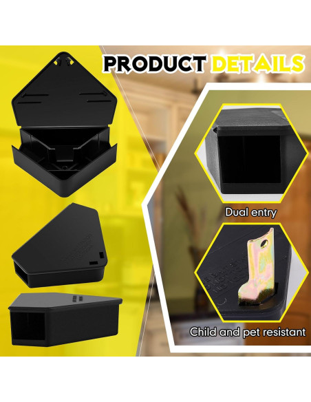 Estación de Ratones Qualirey 12 Pcs Triangular Reutilizable Negra