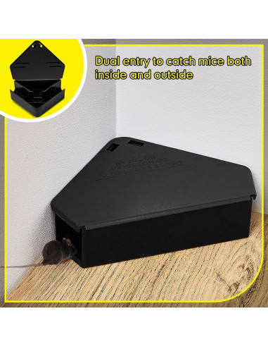 Estación de Ratones Qualirey 12 Pcs Triangular Reutilizable Negra