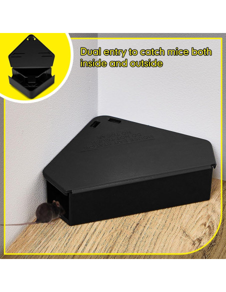 Estación de Ratones Qualirey 12 Pcs Triangular Reutilizable Negra