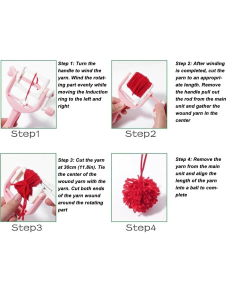 Devanador de Hilo Manual Culnflun - Hacedor de Borlas Rosa 13x16cm