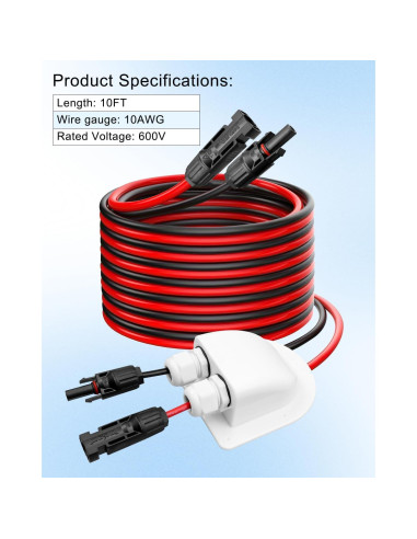 Cable de Extensión Solar Bosting 3m 10AWG IP68 para Paneles