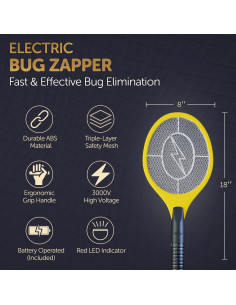 Racleta Eléctrica para Mosquitos ASISNAI - 3000 Voltios Amarillo 2