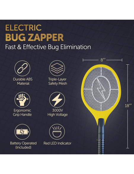 Racleta Eléctrica para Mosquitos ASISNAI - 3000 Voltios Amarillo