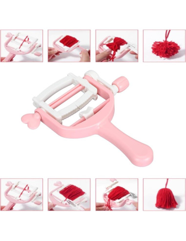 Devanador de Hilo Manual Culnflun - Hacedor de Borlas Rosa 13x16cm