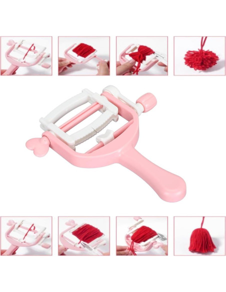 Devanador de Hilo Manual Culnflun - Hacedor de Borlas Rosa 13x16cm