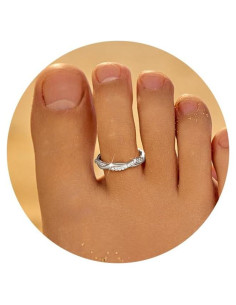 Anillo de dedo ajustable de plata esterlina 925 IPEPPY con circonitas