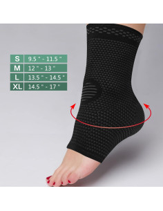 Soporte de Tobillo FYY - Compresión, 2 Piezas, Negro, Grande 2