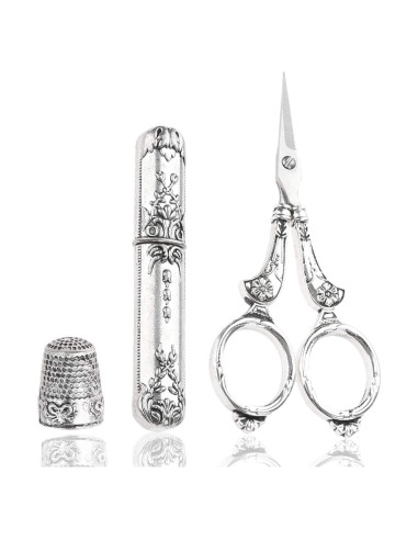 Kit de Costura Hicello con Tijeras, Dedal y Hilo - Vintage