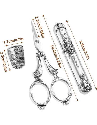 Kit de Costura Hicello con Tijeras, Dedal y Hilo - Vintage