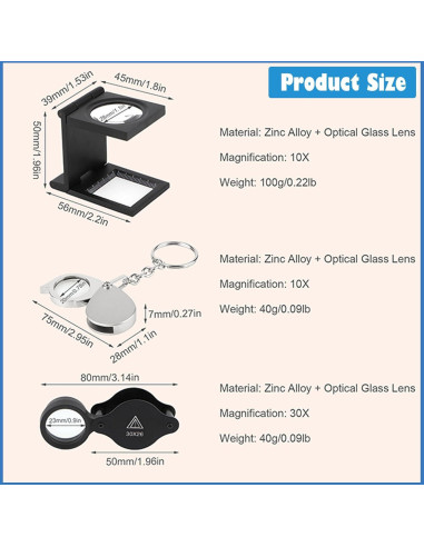 Lupas de Aumento Rongon - Paquete de 3, 10X y 30X