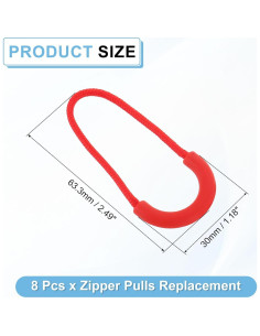 Tiradores de Cremallera uxcell 8Pcs Rojo 63.5mm Reemplazo 2