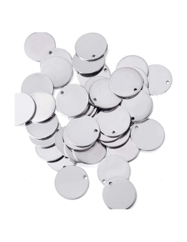 Etiquetas en Blanco de Acero Inoxidable Kissitty 100 Piezas 15mm