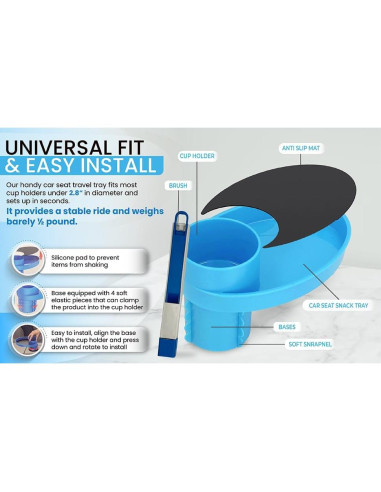 Bandeja de Viaje para Niños MommyMob Rosa - Portavasos Universal