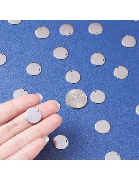 Etiquetas en Blanco de Acero Inoxidable Kissitty 100 Piezas 15mm