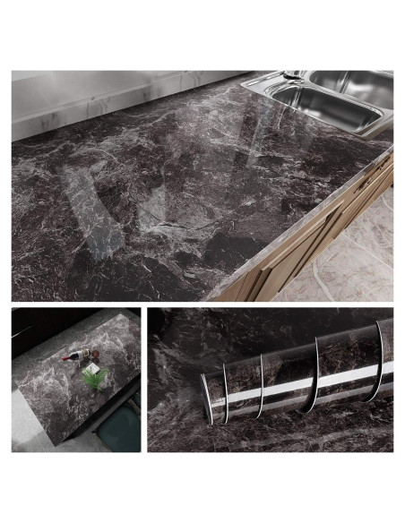 Papel Contacto Impermeable Livelynine Mármol Oscuro 40cm x 200cm Papel Contacto Impermeable Livelynine Mármol Oscuro 40cm x 200cm