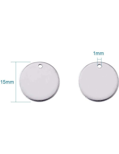 Etiquetas en Blanco de Acero Inoxidable Kissitty 100 Piezas 15mm