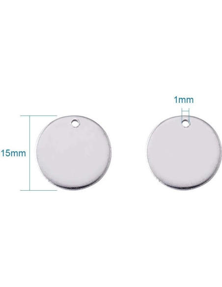 Etiquetas en Blanco de Acero Inoxidable Kissitty 100 Piezas 15mm