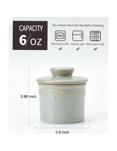 Crock de Mantequilla XELA Cerámica Turquesa Vintage 170g 2