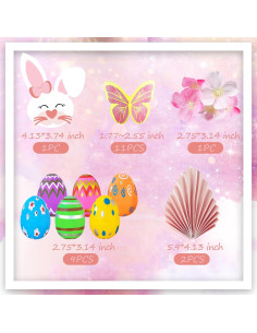 Topper de Pastel de Pascua DRWATE con Conejo y Huevos 10x14cm 2