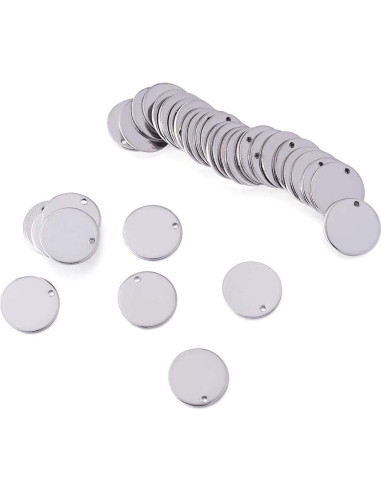 Etiquetas en Blanco de Acero Inoxidable Kissitty 100 Piezas 15mm