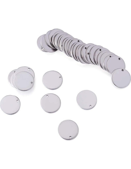 Etiquetas en Blanco de Acero Inoxidable Kissitty 100 Piezas 15mm