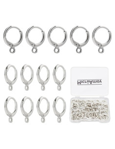 60 Ganchos de Aretes Huggie Rellenos de Plata Hipoalergénicos