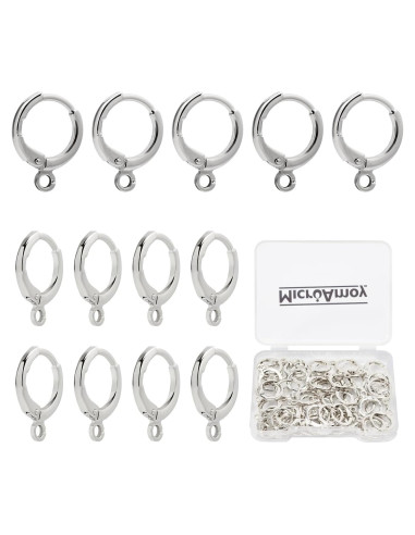 60 Ganchos de Aretes Huggie Rellenos de Plata Hipoalergénicos