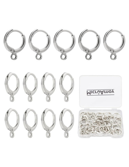 60 Ganchos de Aretes Huggie Rellenos de Plata Hipoalergénicos