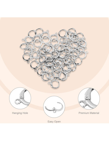 60 Ganchos de Aretes Huggie Rellenos de Plata Hipoalergénicos