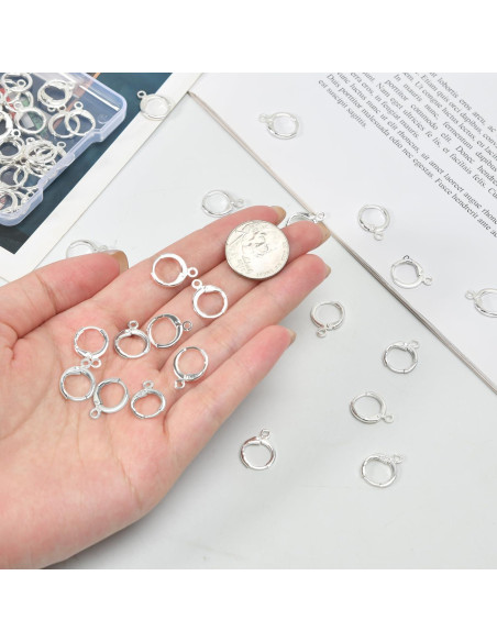 60 Ganchos de Aretes Huggie Rellenos de Plata Hipoalergénicos