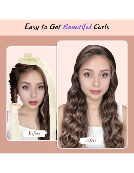 Juego de Rizado Sin Calor ZILAMPU 9 Piezas Satén 177.8 cm