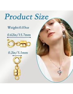 Extensores de Collar Magnéticos HOLAILS 12 Pcs Dorado y Plateado 2