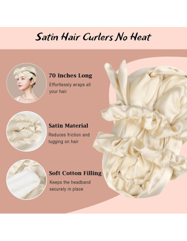 Juego de Rizado Sin Calor ZILAMPU 9 Piezas Satén 177.8 cm